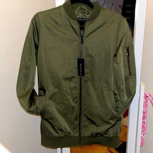 Army green woman small bomber coat